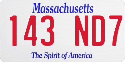 MA license plate 143ND7