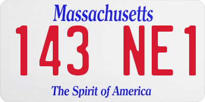 MA license plate 143NE1