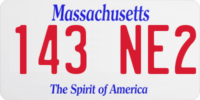 MA license plate 143NE2