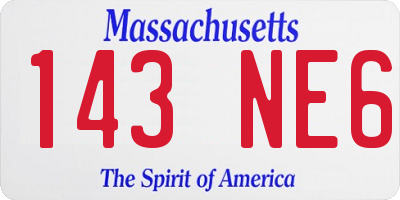 MA license plate 143NE6