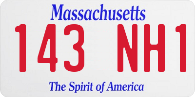 MA license plate 143NH1