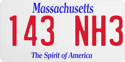 MA license plate 143NH3