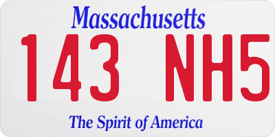 MA license plate 143NH5
