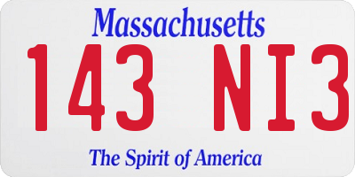 MA license plate 143NI3