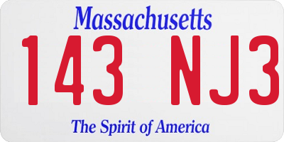 MA license plate 143NJ3