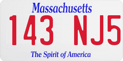 MA license plate 143NJ5