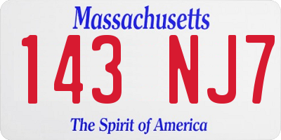 MA license plate 143NJ7