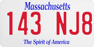 MA license plate 143NJ8