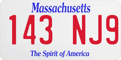 MA license plate 143NJ9