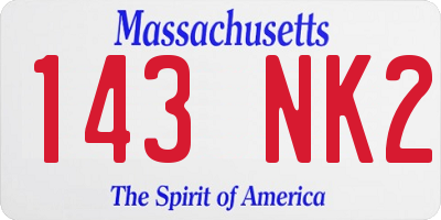 MA license plate 143NK2