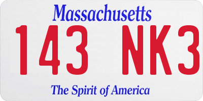 MA license plate 143NK3