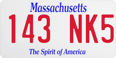MA license plate 143NK5