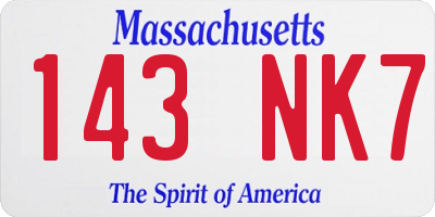 MA license plate 143NK7