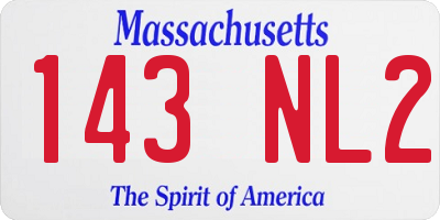 MA license plate 143NL2