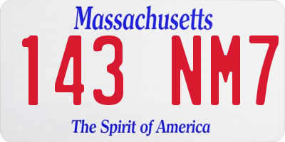 MA license plate 143NM7
