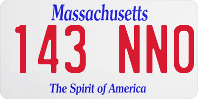 MA license plate 143NN0