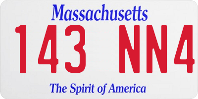 MA license plate 143NN4
