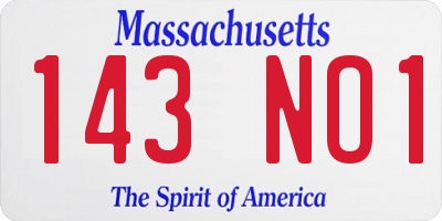 MA license plate 143NO1