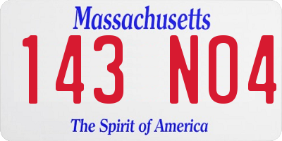 MA license plate 143NO4