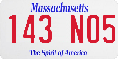 MA license plate 143NO5