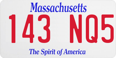MA license plate 143NQ5