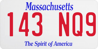 MA license plate 143NQ9