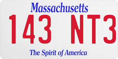 MA license plate 143NT3