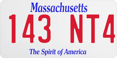 MA license plate 143NT4