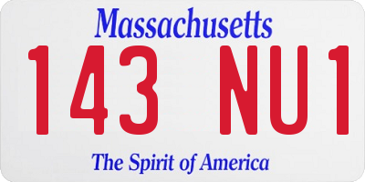 MA license plate 143NU1