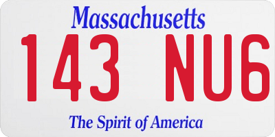 MA license plate 143NU6