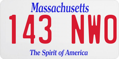 MA license plate 143NW0