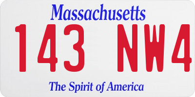 MA license plate 143NW4