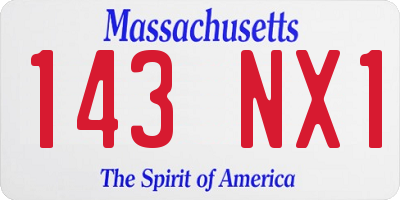 MA license plate 143NX1