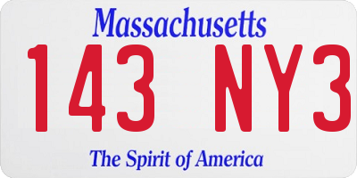 MA license plate 143NY3