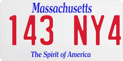 MA license plate 143NY4
