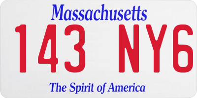 MA license plate 143NY6