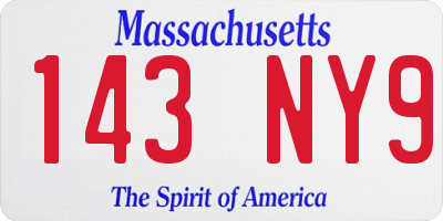 MA license plate 143NY9