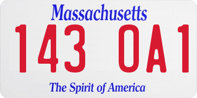 MA license plate 143OA1