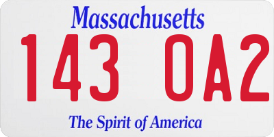MA license plate 143OA2