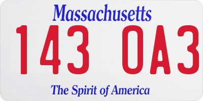 MA license plate 143OA3