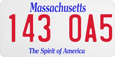 MA license plate 143OA5