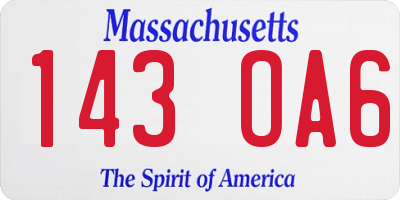 MA license plate 143OA6