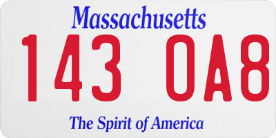 MA license plate 143OA8