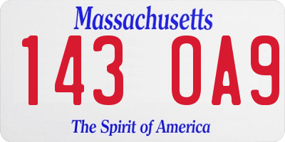 MA license plate 143OA9