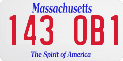 MA license plate 143OB1