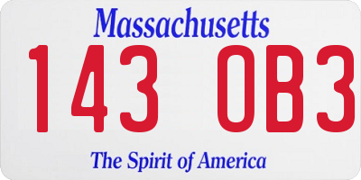 MA license plate 143OB3