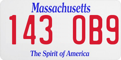 MA license plate 143OB9