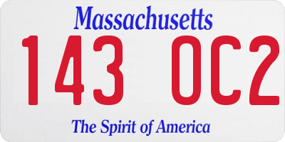 MA license plate 143OC2