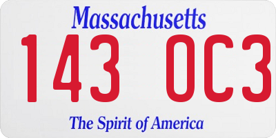 MA license plate 143OC3