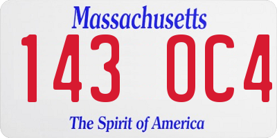 MA license plate 143OC4